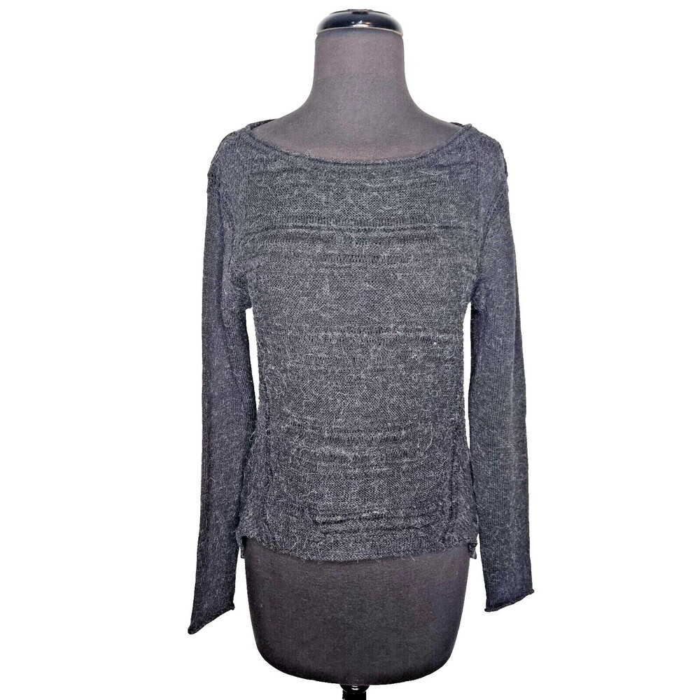 Anthropologie MOTH Small Charcoal Gray Wool Alpaca Blend Hi Low Sweater